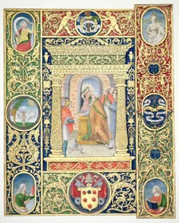 Marlay Cutting IT.35r Die Vision von Papst Leo dem Großen und Randfragmente aus einem Missale von Papst Clemens VII., nach 1523